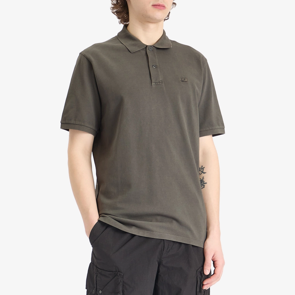 CP Company Men's Resist Dye Logo Polo Smoked Pearl